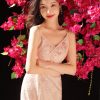 Peach-Tinted Camellia Embroidery | Slip Mermaid Gown(妤婉) - Thumbnail Image 7