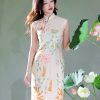 Colorful Lotus Flower Cotton and Linen Embroidery|Modern one-Pieces Qipao Dress(菡裳) - Thumbnail Image 9