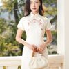 Ivory Vintage Ruyi Embroidery  | Modern one-Pieces Qipao Dress(玉茗) - Thumbnail Image 8