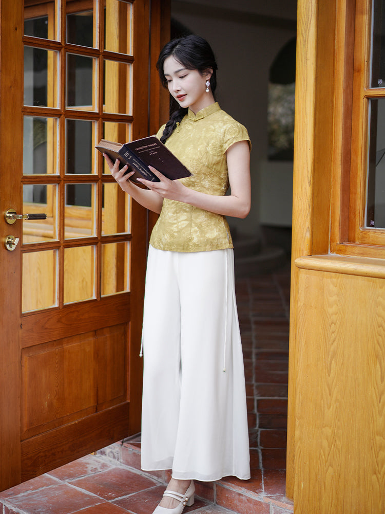 Sheer White| Wide-Leg Trousers(书裳) - Image 9