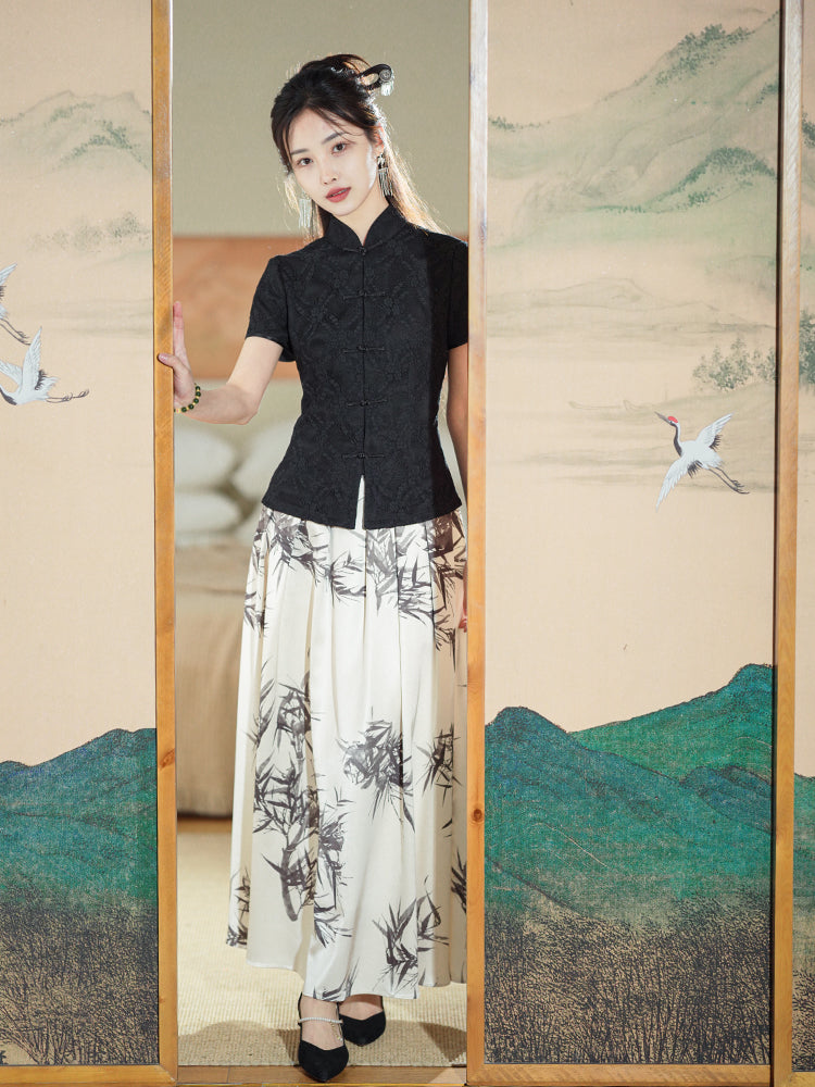 ink and black|Modern one-Pieces Chinese style shirt(月吟) - Image 2