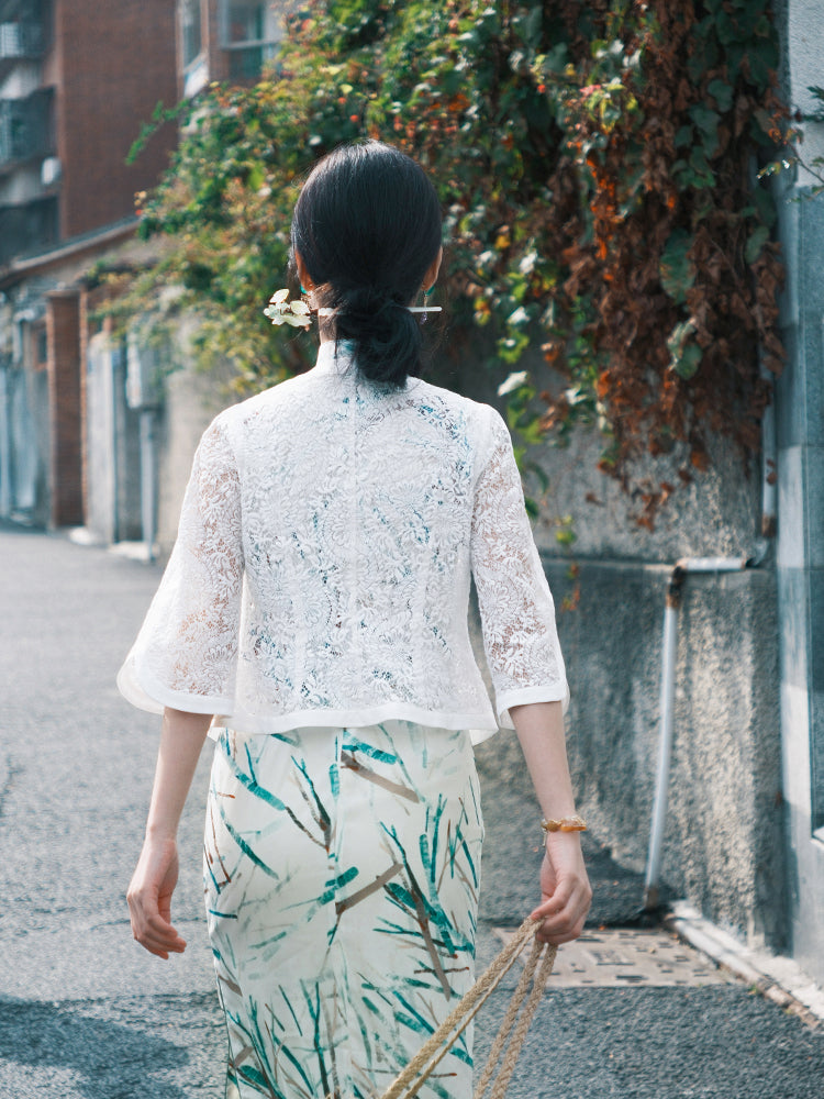 white lace|Versatile Qipao cardigan(青萤) - Image 10