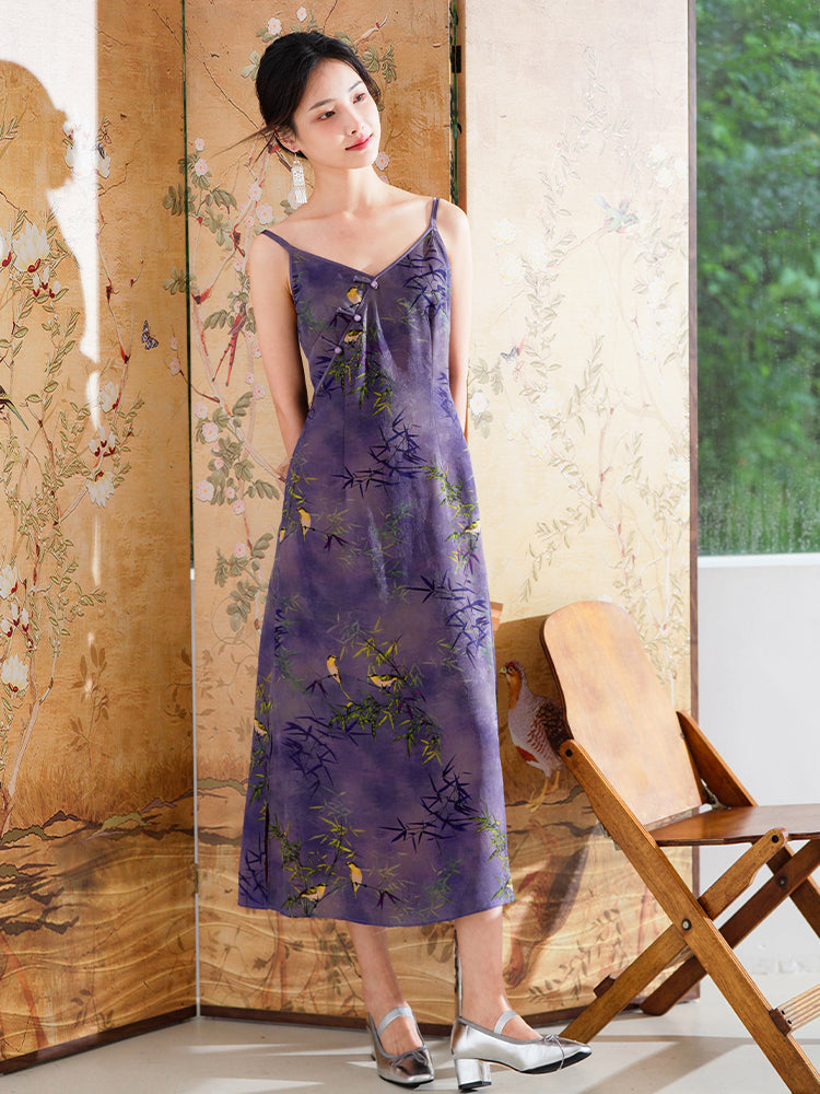 Lilac purple|Modern one-Pieces spaghetti strap dress(馨竹) - Image 6
