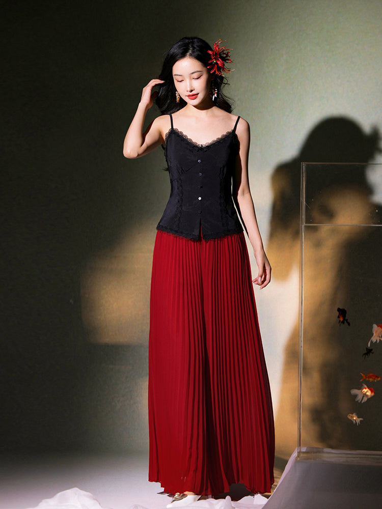 Vibrant Red|Modern Pleated Trousers(舒影) - Image 10
