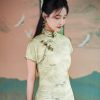 Light green color|Modern one-Pieces Qipao Dress(书瑾) - Thumbnail Image 10