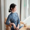 Indigo Cotton-Linen Tie-Dye | Modern one-Pieces Qipao Dress(清宇) - Thumbnail Image 9