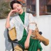White |Qipao-Inspired Kimono Wrap with Floral Stitchwork(鹤云) - Thumbnail Image 7