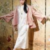 Dianthus Pink Embossed Jacquard  | Silk Cover-Up(晴妍) - Thumbnail Image 1