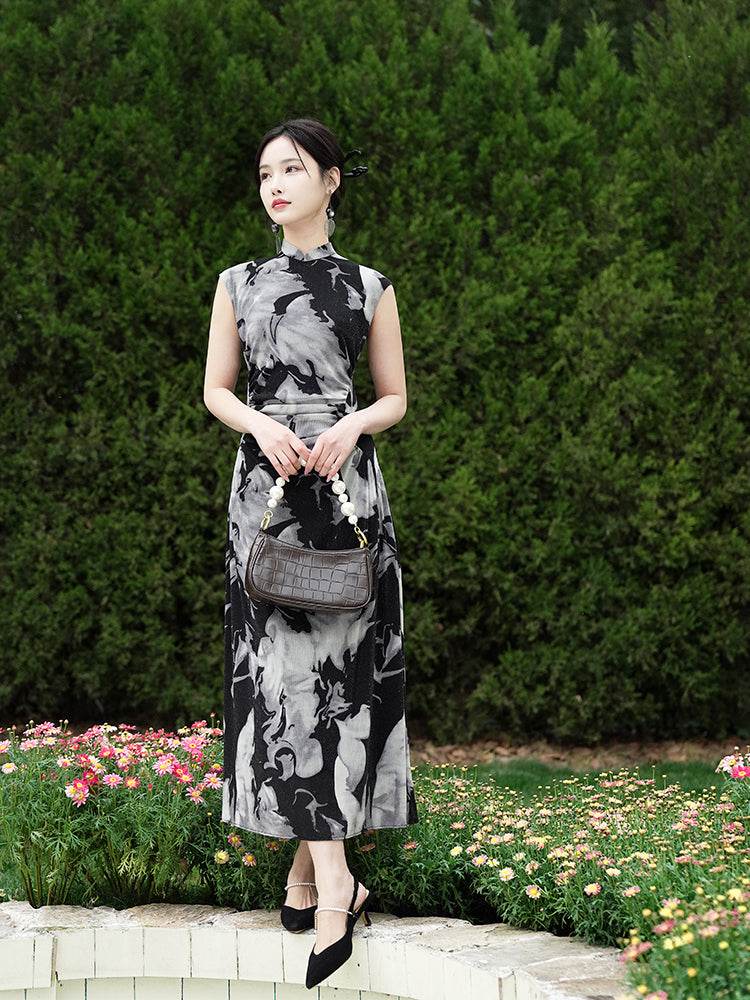 Water-ink print | Full-length flared skirt(墨卿) - Image 10