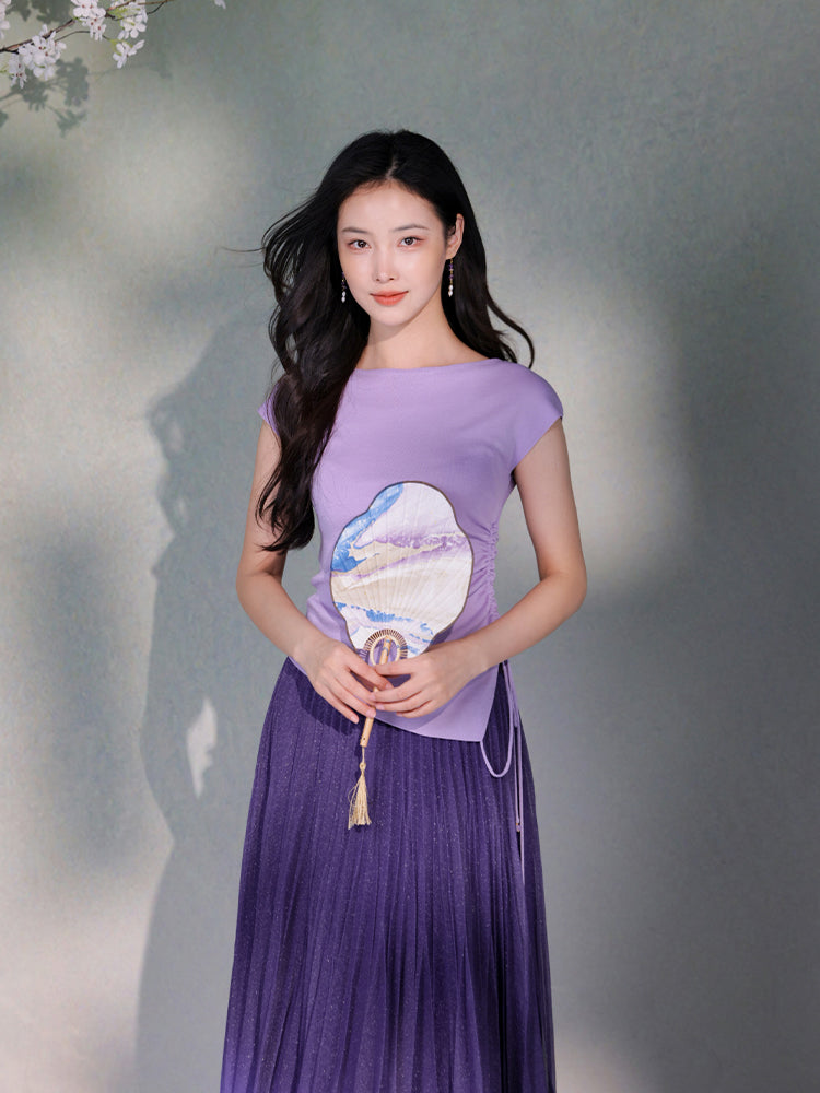Frosted Acetate Wool Shirred Boatneck | Neo-Chinese Top(博初) - Image 10
