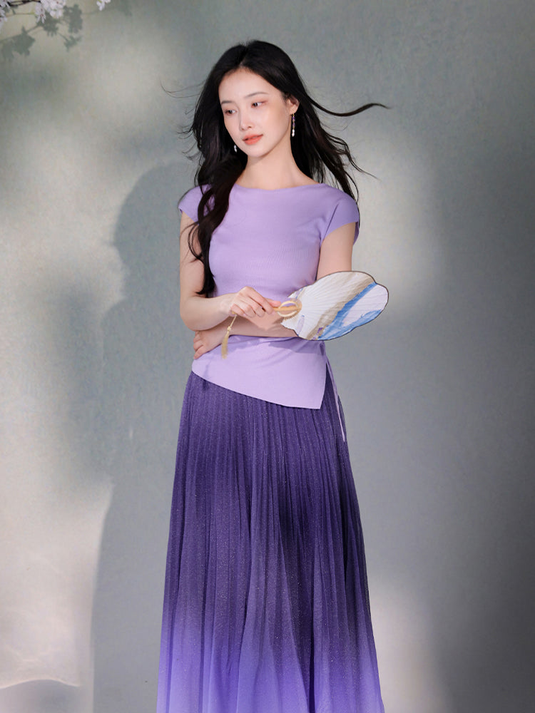 Frosted Acetate Wool Shirred Boatneck | Neo-Chinese Top(博初) - Image 12