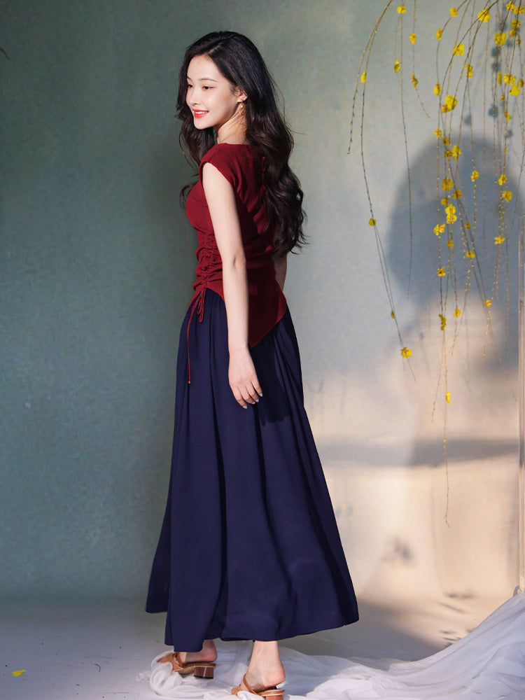 Frosted Acetate Wool Shirred Boatneck | Neo-Chinese Top(博初) - Image 3