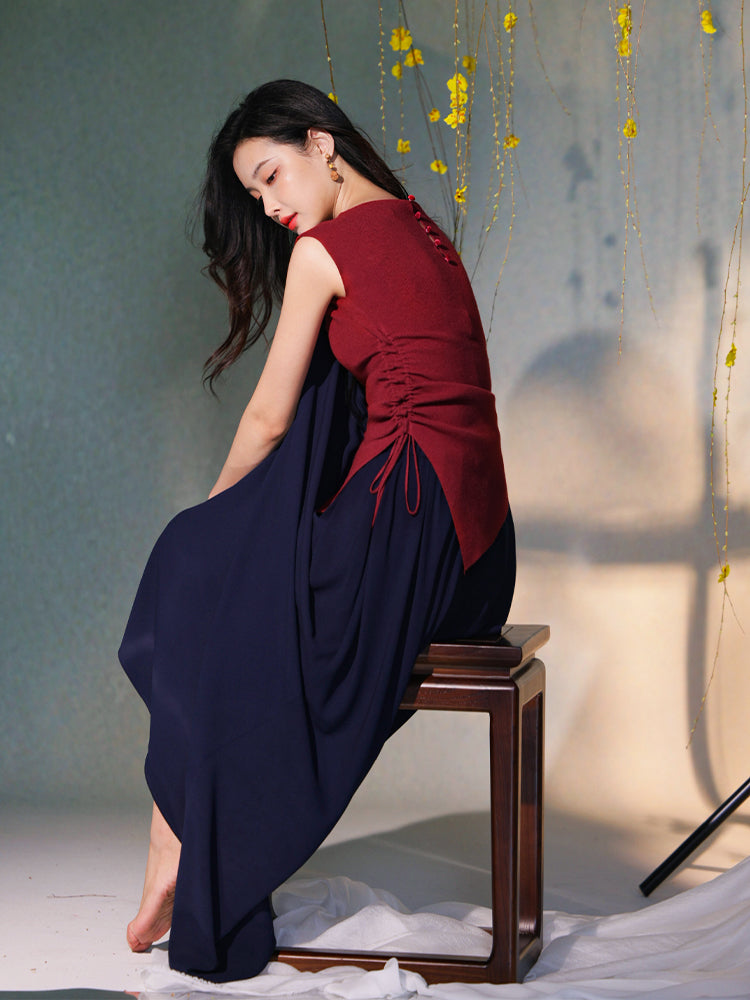 Frosted Acetate Wool Shirred Boatneck | Neo-Chinese Top(博初) - Image 4