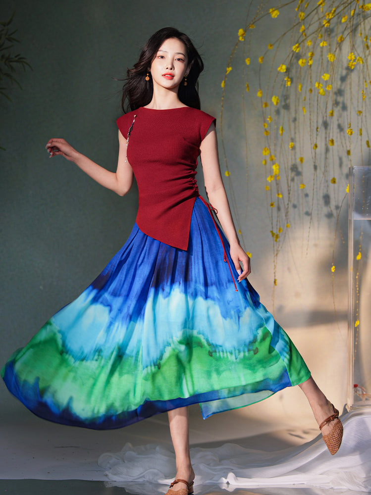 Frosted Acetate Wool Shirred Boatneck | Neo-Chinese Top(博初) - Image 5