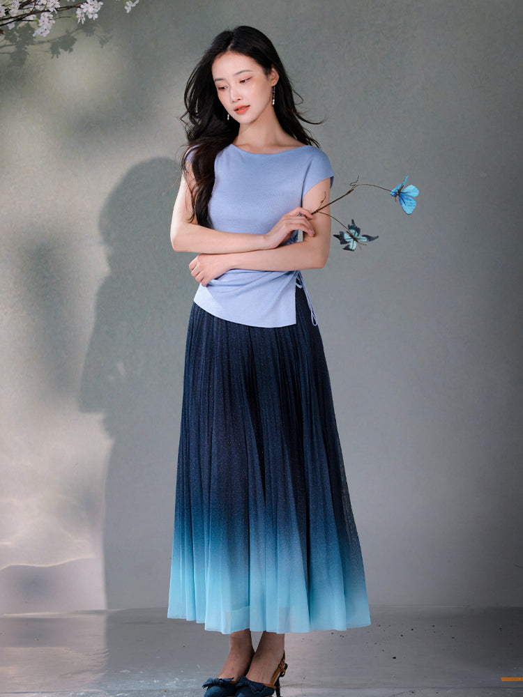 Frosted Acetate Wool Shirred Boatneck | Neo-Chinese Top(博初) - Image 6