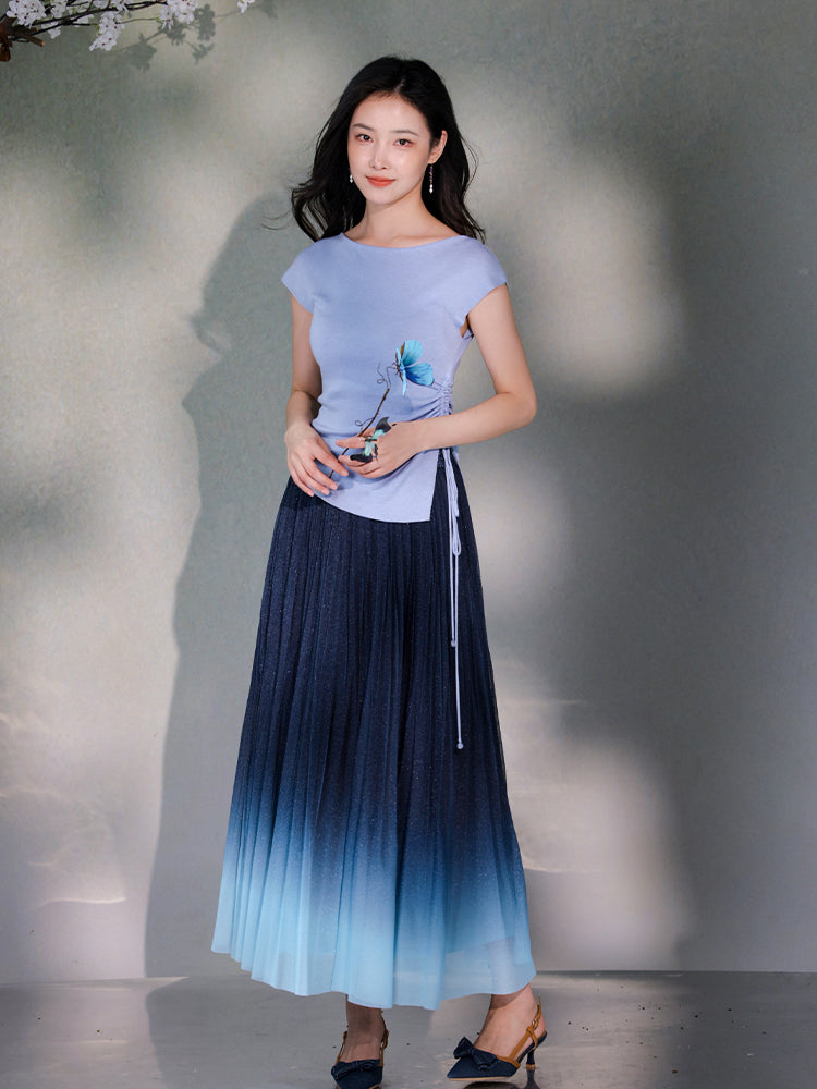 Frosted Acetate Wool Shirred Boatneck | Neo-Chinese Top(博初) - Image 8