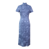 Blue-and-White Porcelain Botanical Indigo Silk | Modern one-Pieces Qipao Dress (箐黛) - Thumbnail Image 13