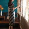 Literary Black - Stretch Knit with Scholarly Elegance | Modern one-Pieces Qipao Dress (芳辰) - Thumbnail Image 5