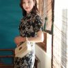 Literary Black - Stretch Knit with Scholarly Elegance | Modern one-Pieces Qipao Dress (芳辰) - Thumbnail Image 6