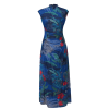 Red rose with Sapphire Blue Stretch Mesh Fabric|Full-length flared skirt(浣黎) - Thumbnail Image 12
