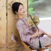 Lilac Purple Handwoven Song Brocade Silk | Modern one-Pieces Qipao Dress  (梦予) - Thumbnail Image 1
