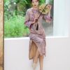 Lilac Purple Handwoven Song Brocade Silk | Modern one-Pieces Qipao Dress  (梦予) - Thumbnail Image 5