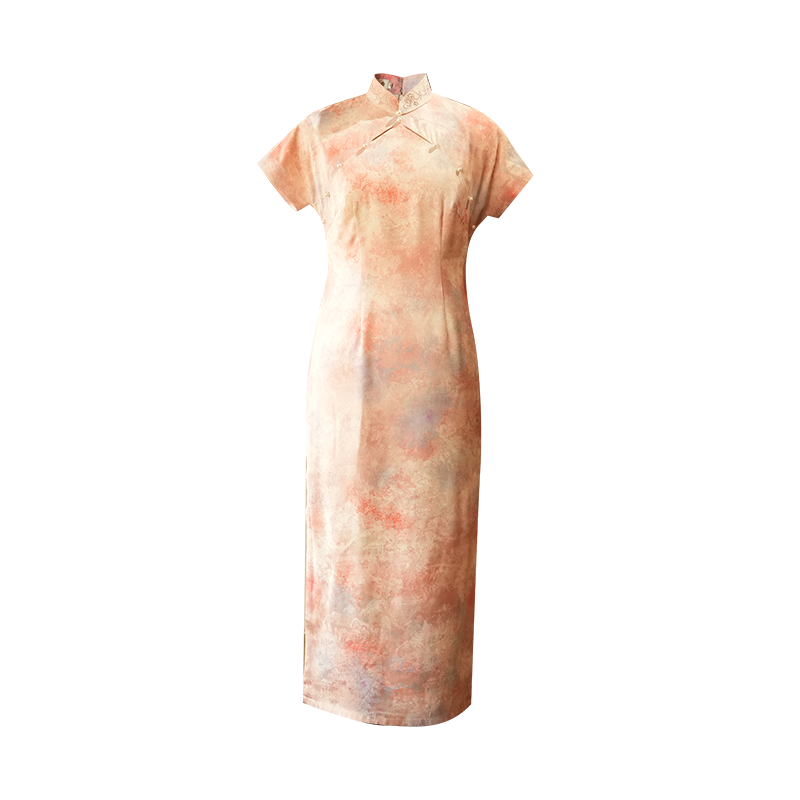Pink Water Nymph Jinling Satin Embroidery | Modern one-Pieces Qipao Dress(浅椿) - Image 11