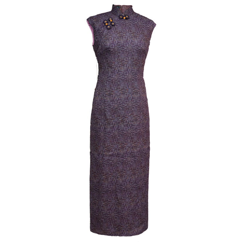 Dusk Violet Ramie | Modern One-Piece Qipao Dress (檀锦) - Image 9