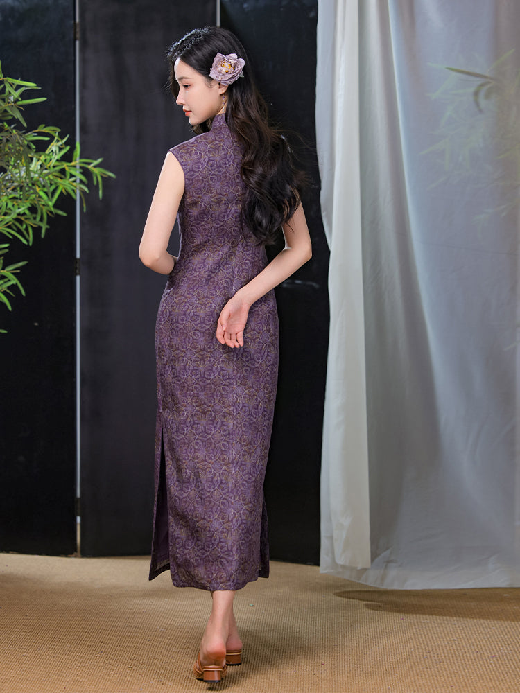 Dusk Violet Ramie | Modern One-Piece Qipao Dress (檀锦) - Image 8