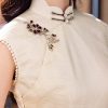 Oxblood red Mapped Ombré Dyeing | Modern one-Pieces Qipao Dress(桃浅) - Thumbnail Image 6