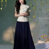 Apricot White Delicate Linen Two-Piece Set | Short Qipao Top(温言) - Thumbnail Image 3