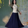 Apricot White Delicate Linen Two-Piece Set | Short Qipao Top(温言) - Thumbnail Image 4