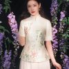Beige Organic Cotton-Linen | Quarter-Sleeve Qipao Top (小荷间) - Thumbnail Image 8