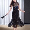Rose print pattern|Gold-thread embroidered mermaid skirt(亦玫) - Thumbnail Image 3