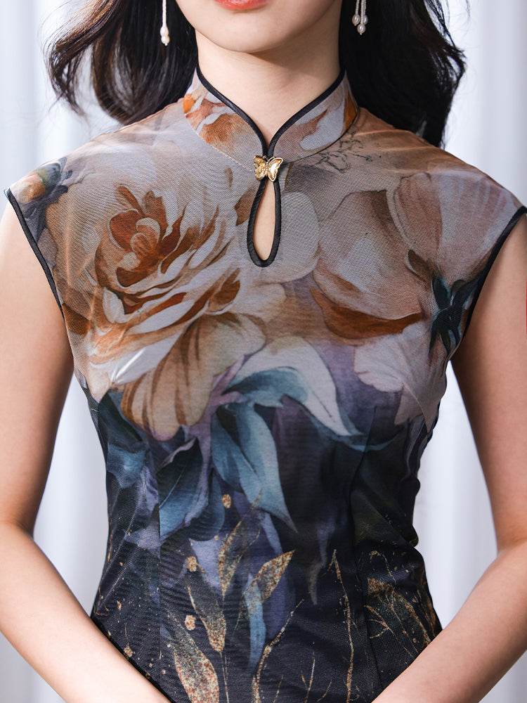 Rose print pattern|Gold-thread embroidered mermaid skirt(亦玫) - Image 11