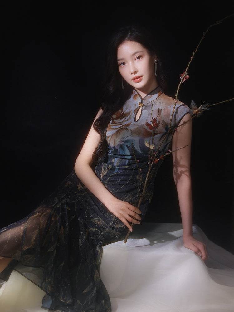 Rose print pattern|Gold-thread embroidered mermaid skirt(亦玫) - Image 17