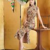Luxury Italian milled stretch velvet| Modern one-Pieces Qipao Dress(知熹) - Thumbnail Image 4
