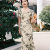 Warm Apricot Frosted Matte Stretch Mesh | Modern one-Pieces Qipao Dress (竹瑶) - Thumbnail Image 6